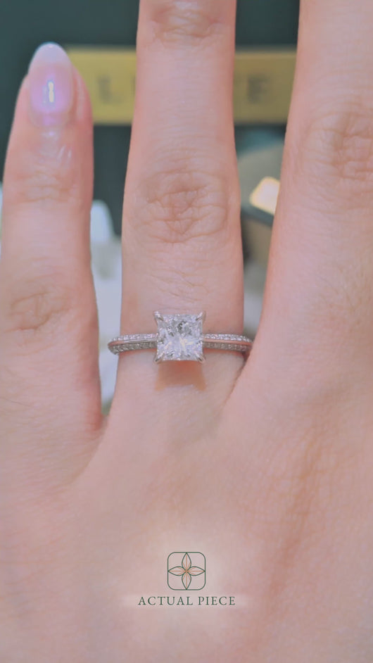 LUCCE ECUADORIAN™ Pave Princess Lab Diamond 1.03ct E VVS2 14K White Gold