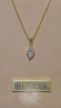 Load and play video in Gallery viewer, Lucce Constance Solitaire Marquise Necklace Lab Diamond 1.26CT E VVS2 Ex IGI 18K Yellow Gold
