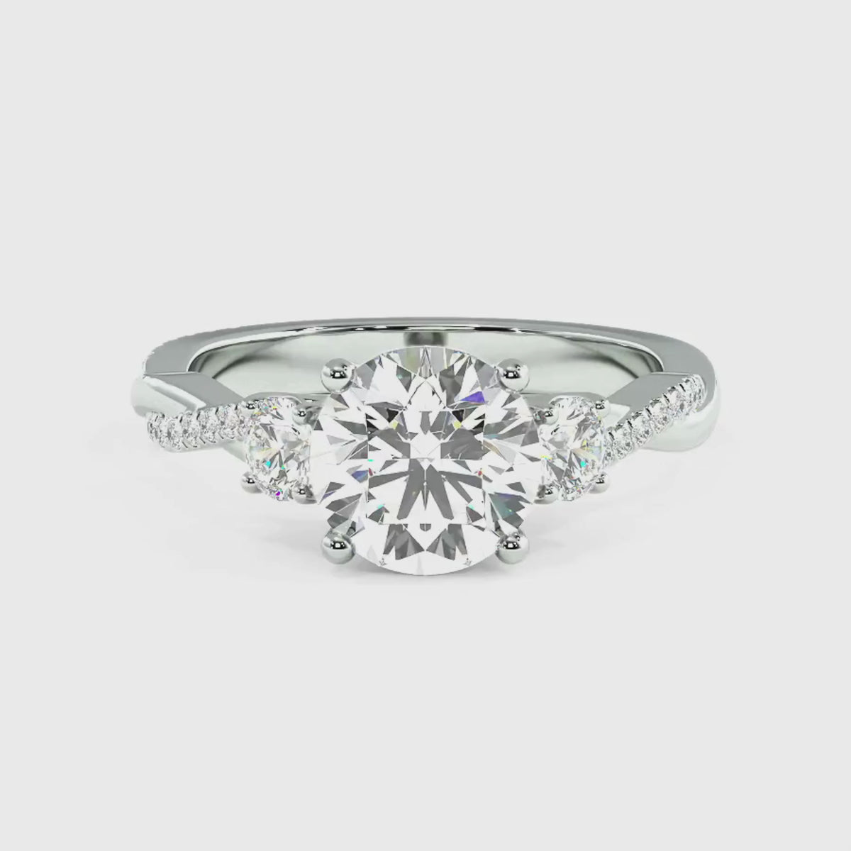 Load and play video in Gallery viewer, Trio Diamond Engagement Ring with Pave Twisting Gold Platinum band Philippines
