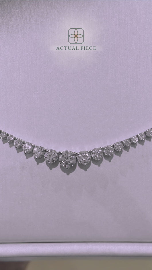 LUCCE TRIO™ Tennis Necklace Natural Diamond 6.54ctw (Round 0.81ctw E VS1 GIA Center Stones) Platinum