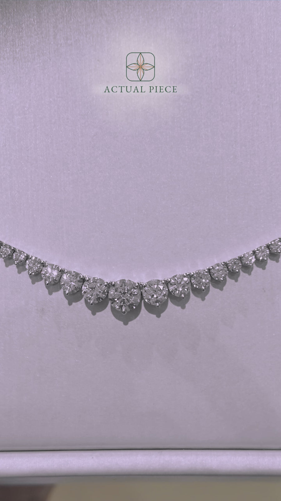 Load and play video in Gallery viewer, LUCCE TRINITY™ Tennis Necklace Natural Diamond 6.54ctw (Round 0.81ctw E VS1 GIA Center Stones) Platinum
