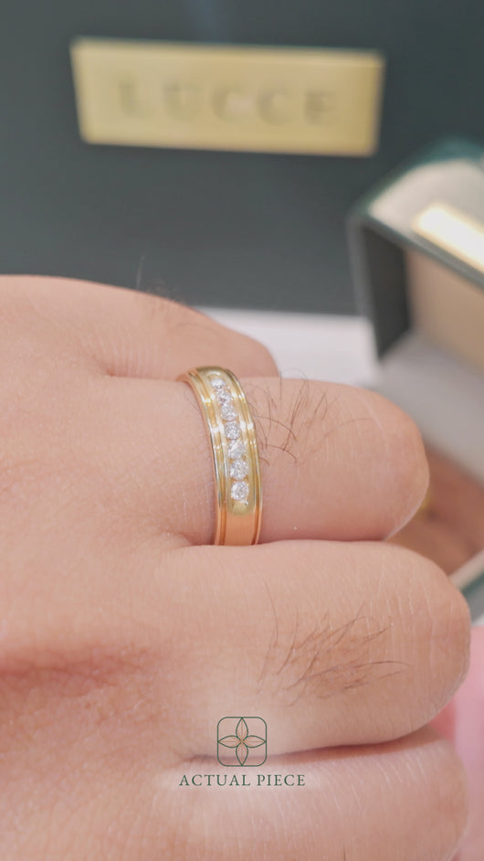 LUCCE MICHAEL™ Brushed 5mm 0.21ctw Lab Diamond 14K Yellow Gold