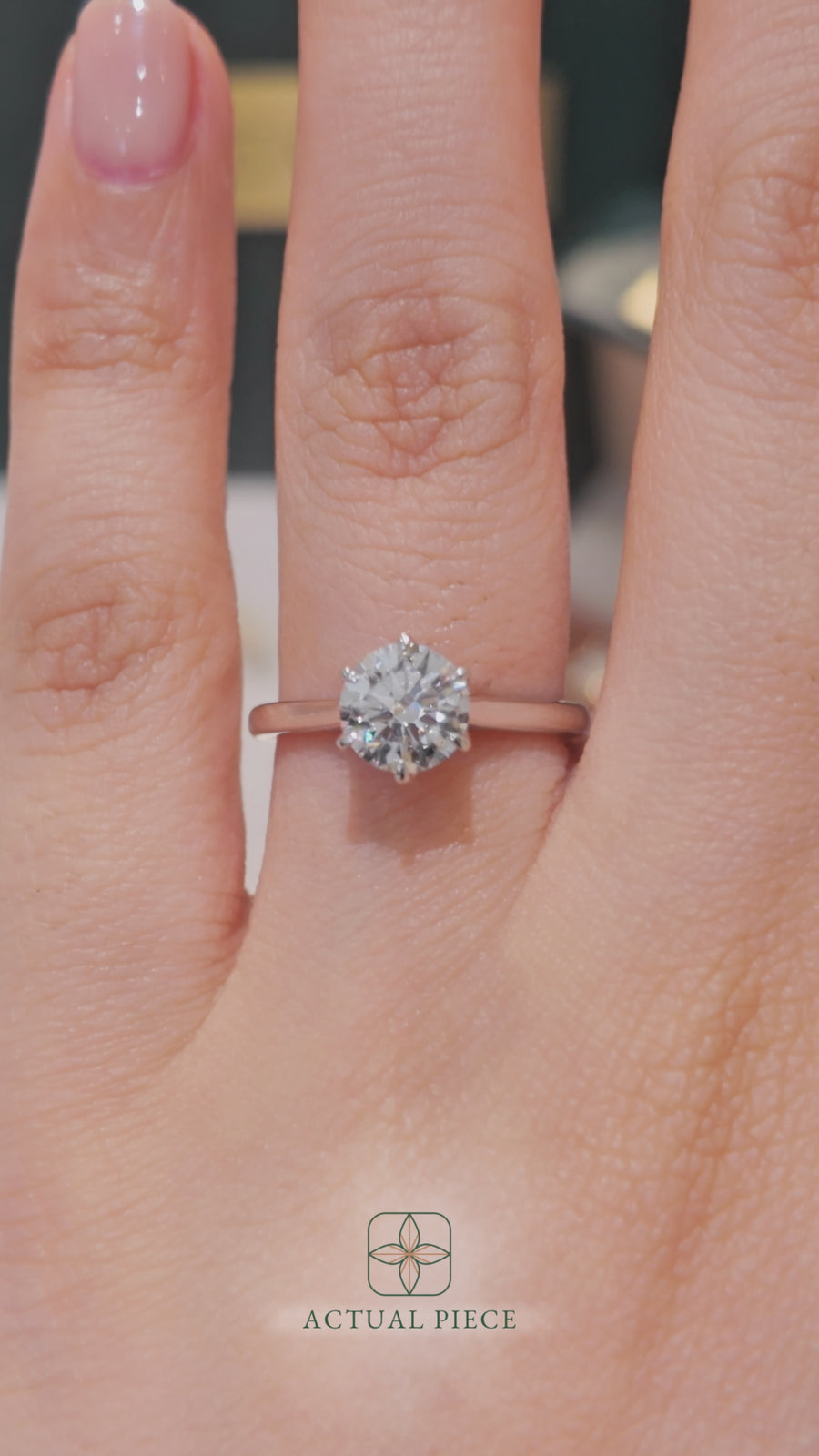 Load and play video in Gallery viewer, LUCCE Cathedral Round Diamond Solitaire Engagement Ring with Petal Prongs and Hidden accent Stones in Gold or Platinum
