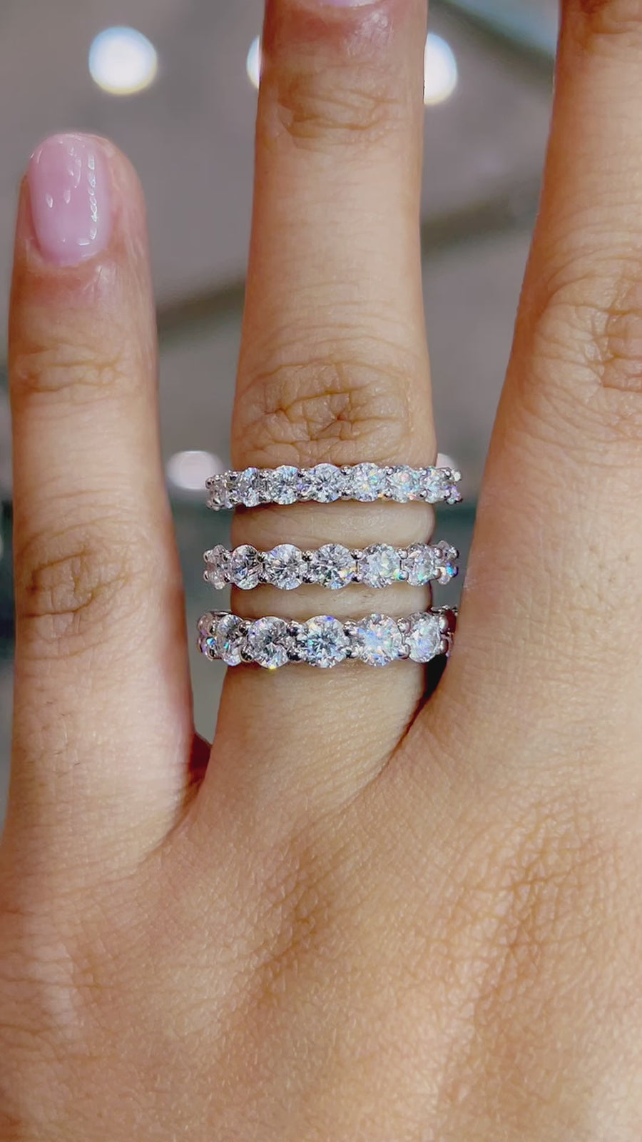 Load and play video in Gallery viewer, LUCCE CIVINI™ 9-Stone 2.25ctw Celeste Moissanite 14K White Gold
