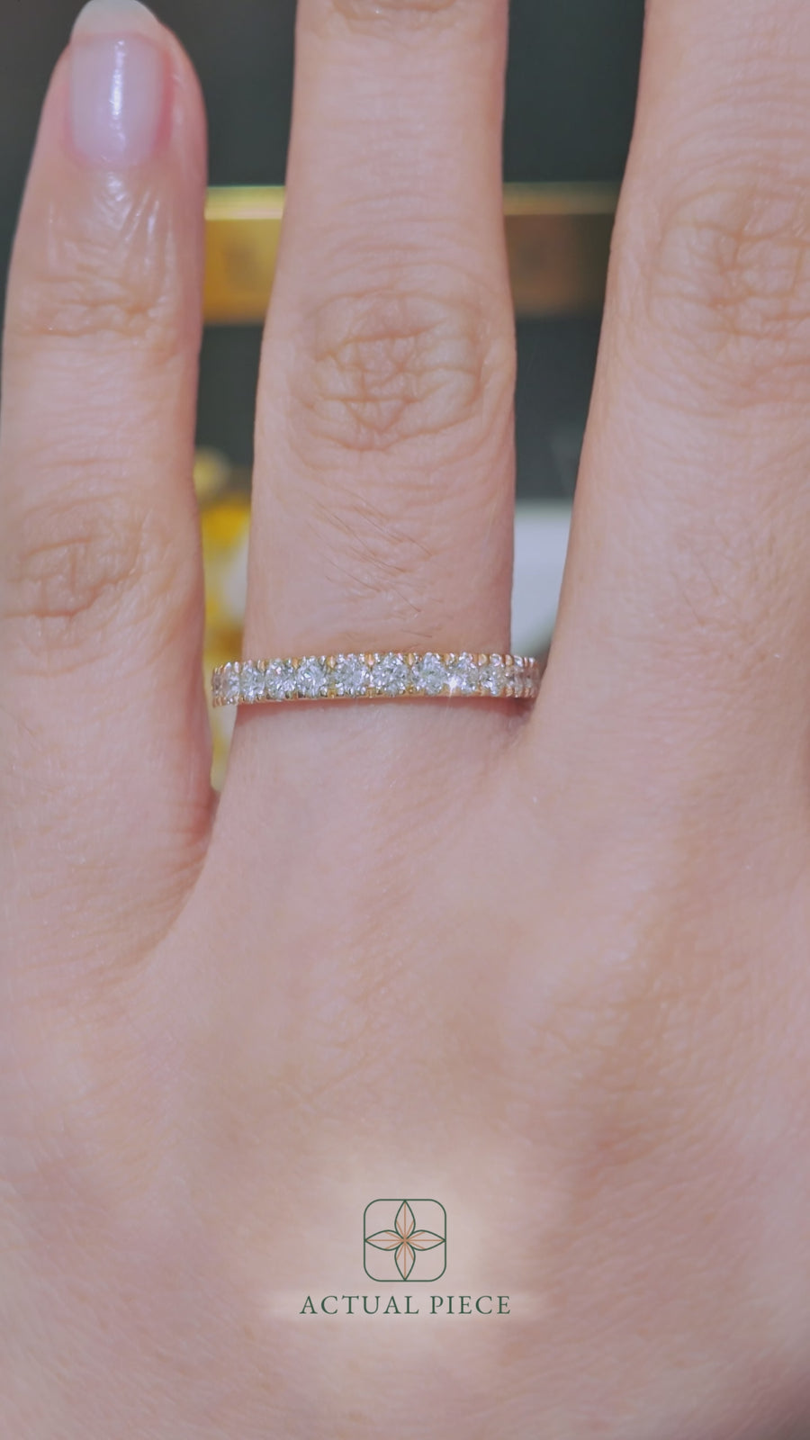 Load and play video in Gallery viewer, LUCCE Half Eternity Pavé Diamond Ring in Yellow Gold
