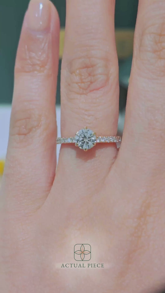LUCCE AZALEA™ Pavé Round Lab Diamond 0.51ct D VVS2 Id IGI 14K Yellow Gold
