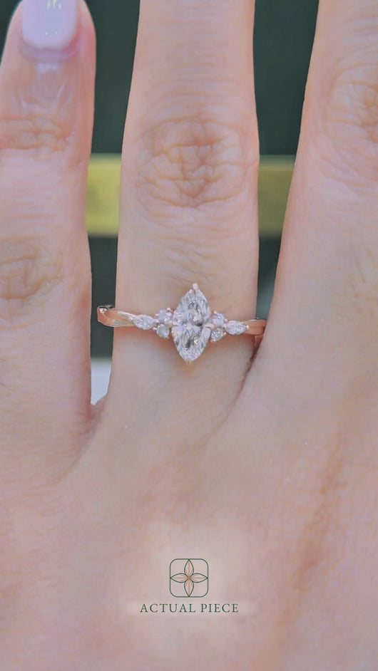 LUCCE ALESSA™ Marquise Lab Diamond 0.52ct D VVS2 IGI 14K Rose Gold