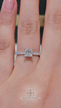Load and play video in Gallery viewer, Princess Diamond Engagement ring with  Pave Gold or Platinum band and petals by Lucce Manila Philippines
