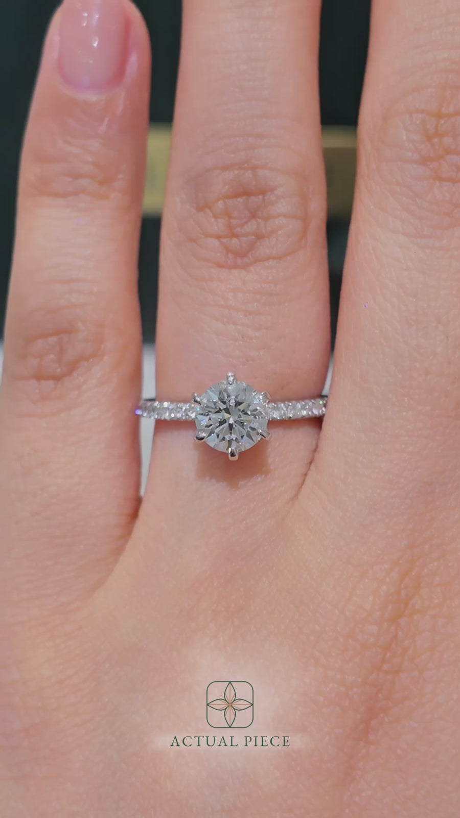 Load and play video in Gallery viewer, LUCCE LUCIA™ Pavé 6-Prong Round Diamond
