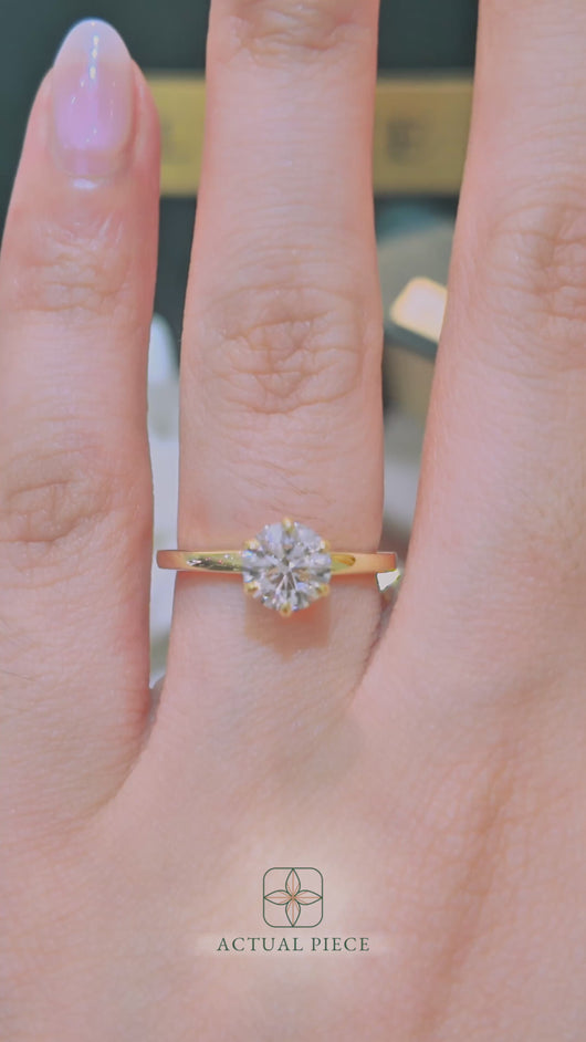 LUCCE LUCIA™ 6-Prong Lab Diamond 1.02ct D VVS2 Id IGI 14K Yellow Gold