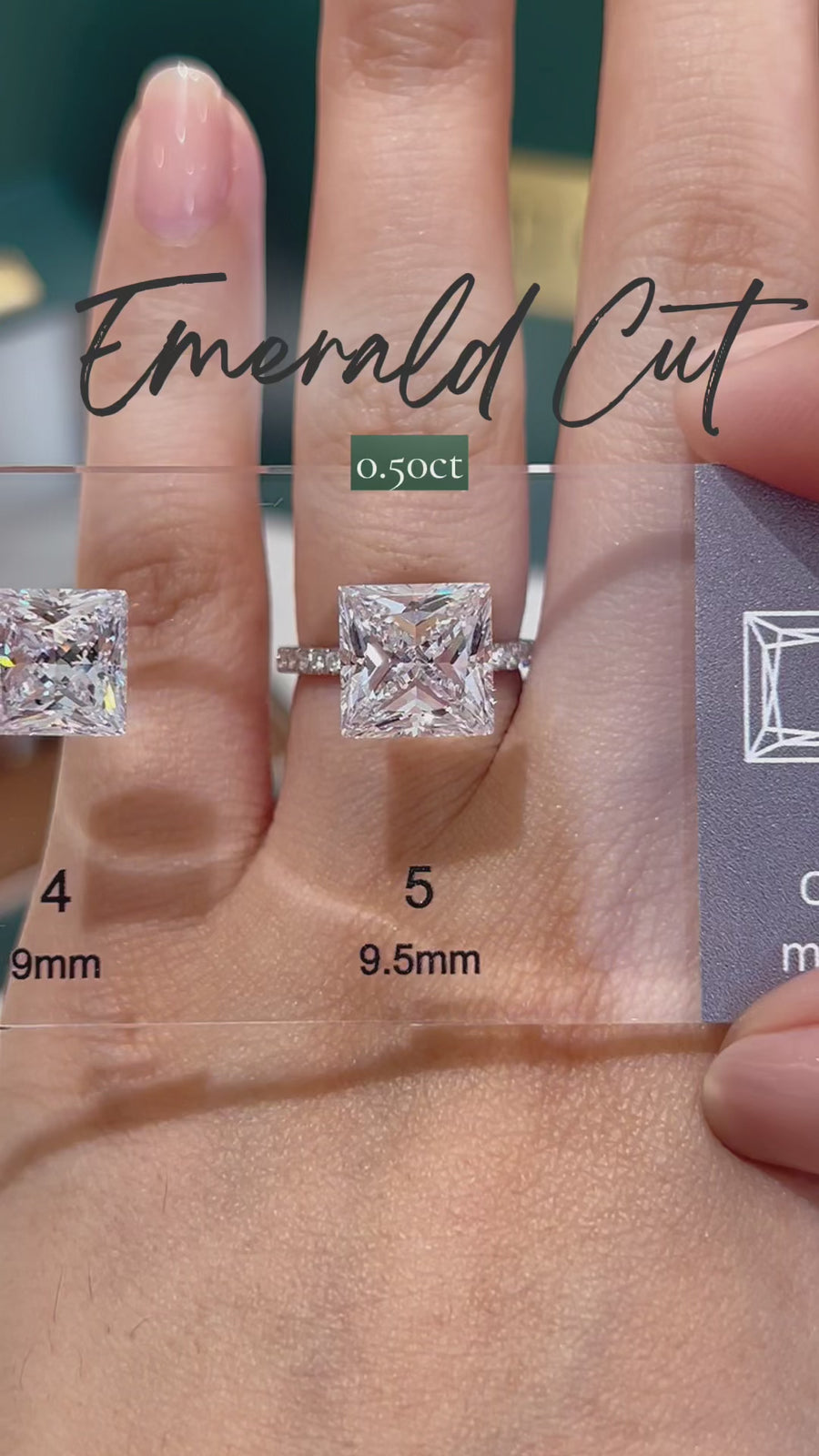 Load and play video in Gallery viewer, LUCCE Carat Guide for Emerald cut Lab Grown or Natural Diamonds Engagement Ring Philippines


