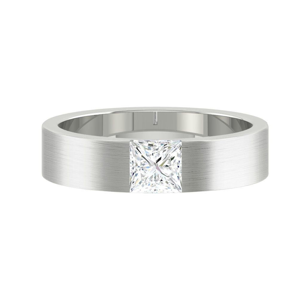 Load image into Gallery viewer, LUCCE RETTO™ Princess Brushed Lab Diamond 4mm 0.40ct 14K White Gold

