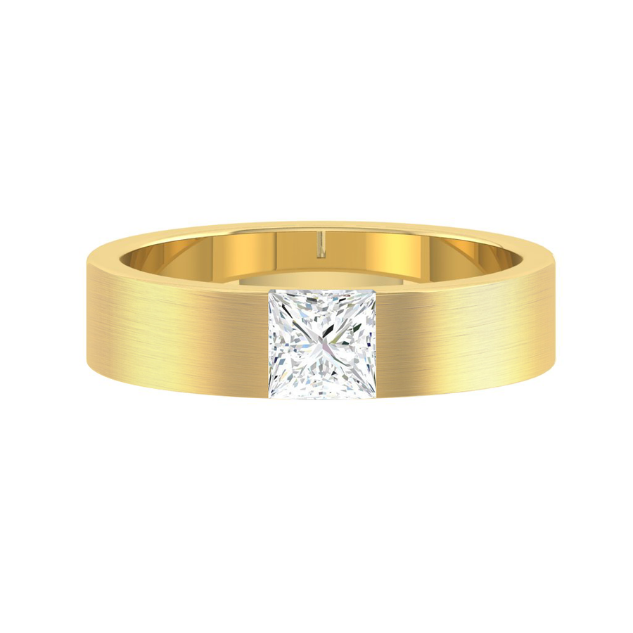 Load image into Gallery viewer, LUCCE RETTO™ Princess Brushed Lab Diamond 4mm 0.40ct 14K Yellow Gold
