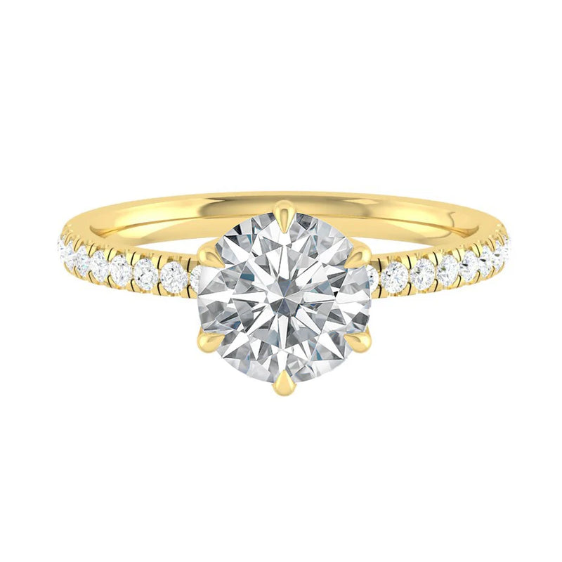 Lucia Pavé 6-Prong 1.00ct SUPERNOVA Moissanite 14K Yellow Gold