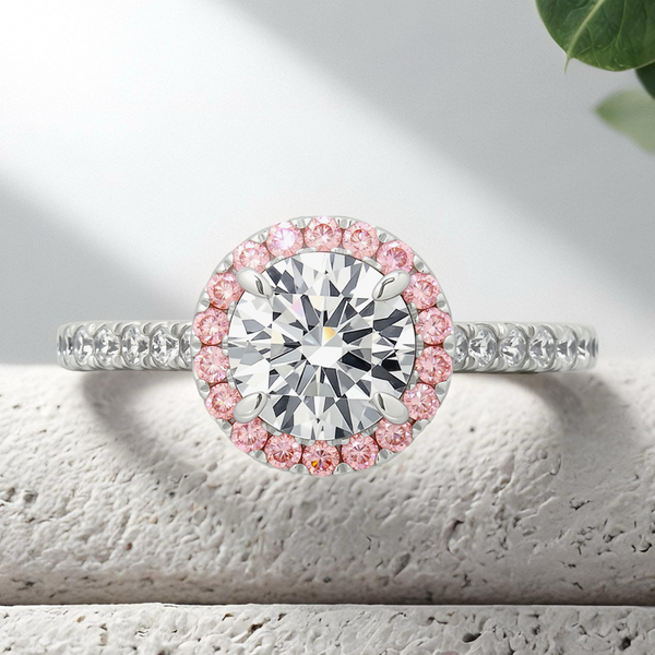 Lucce Montevalle Rosé Round Lab Diamond 1.03ct D VVS2 ld IGI 14K White Gold