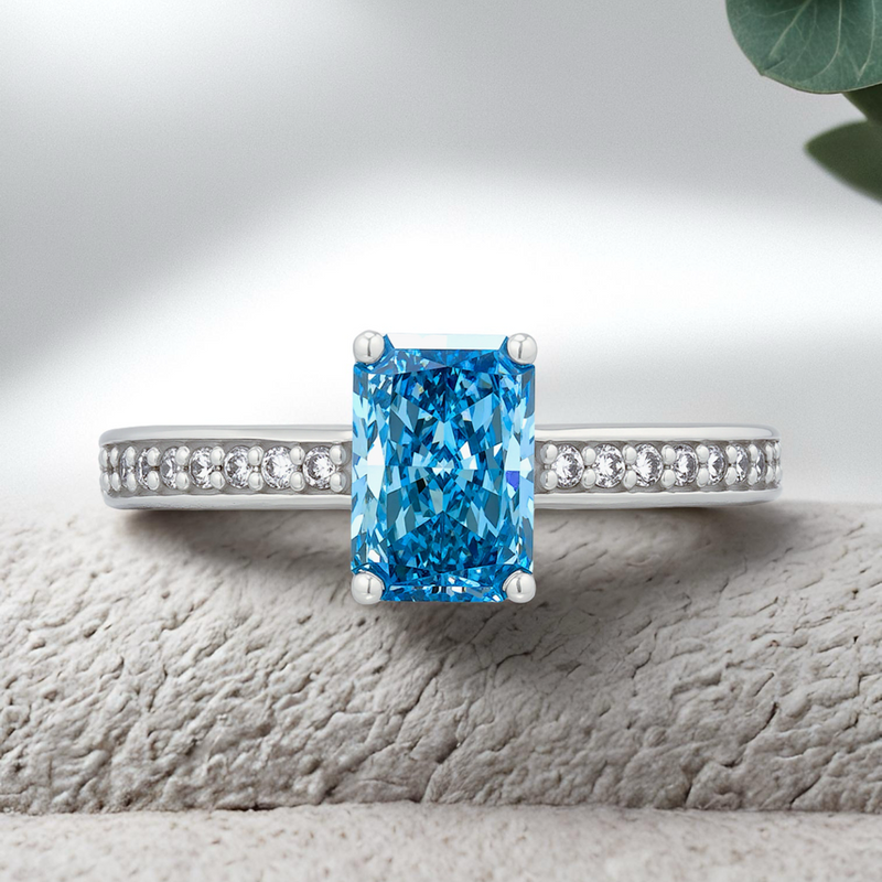Lucce Kaela Radiant Ocean Lab Diamond 1.00ct FVB VVS2 IGI Platinum