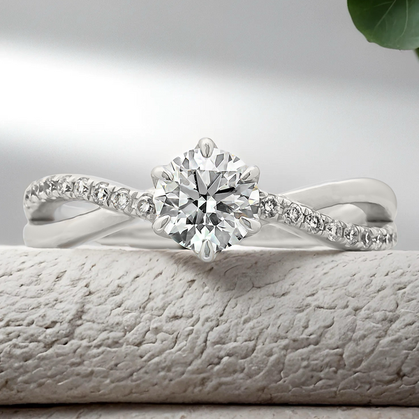 Lucce Fiore Sei Round Natural Diamond 0.50ct H VS2 Ex 18K White Gold