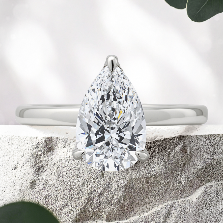 Load image into Gallery viewer, LUCCE CONSTANCE™ Solitaire Pear Lab Diamond 2.03ct E VS1 IGI 14K White Gold and Platinum Prongs
