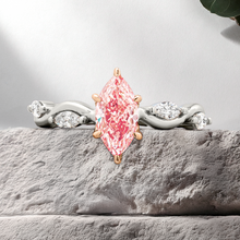Load image into Gallery viewer, Lucce Constance Petal Marquise Rosé Pink Lab Diamond 1.00CT FVP VS1 Ex IGI Platinum and 14K Rose Gold Prongs
