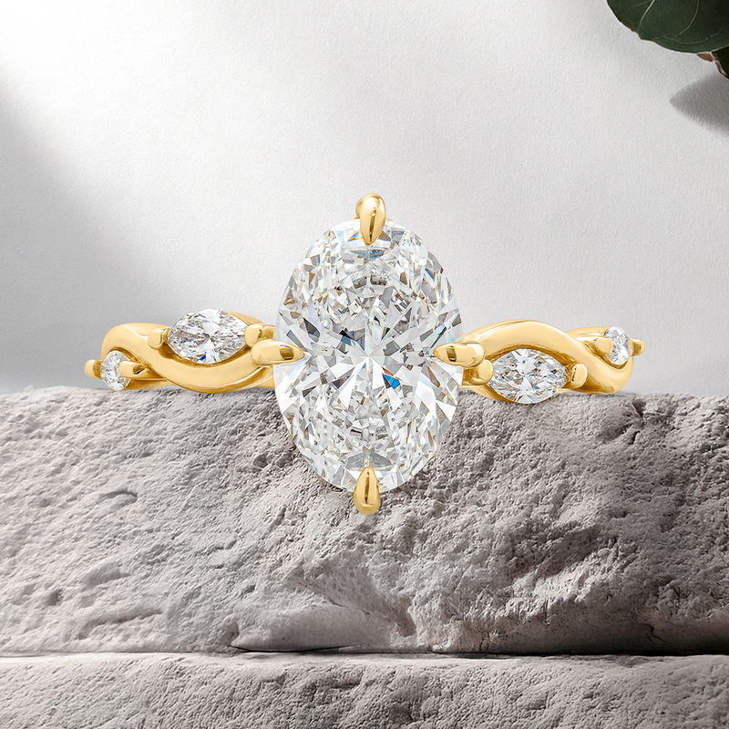 Lucce Constance Viello Oval Lab Diamond 1.81CT E VVS2 Ex IGI 14K Yellow Gold