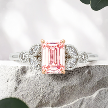 Load image into Gallery viewer, Lucce Stella Emerald Rosé Pink Lab Diamond 1.02ct FIP VS1 IGI Platinum and 14K Rose Gold Prongs
