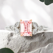 LUCCE STELLA™ Emerald ROSÉ™ Pink Lab Diamond 1.02ct FIP VS1 IGI Platinum and 14K Rose Gold Prongs