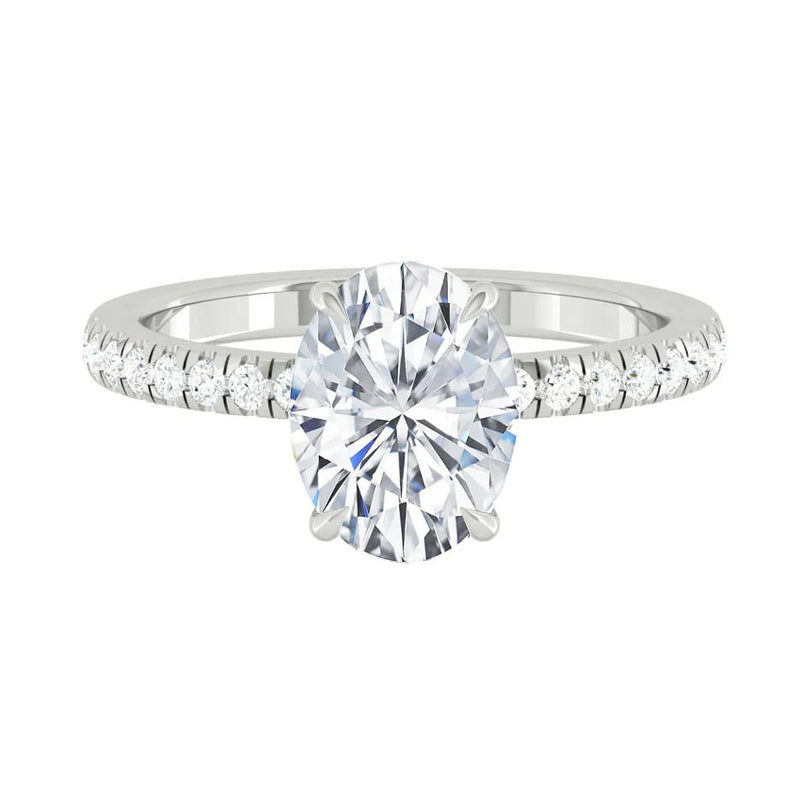 Madelyne Pavé Oval 1.02ct D VVS2 Ex IGI 14K White Gold