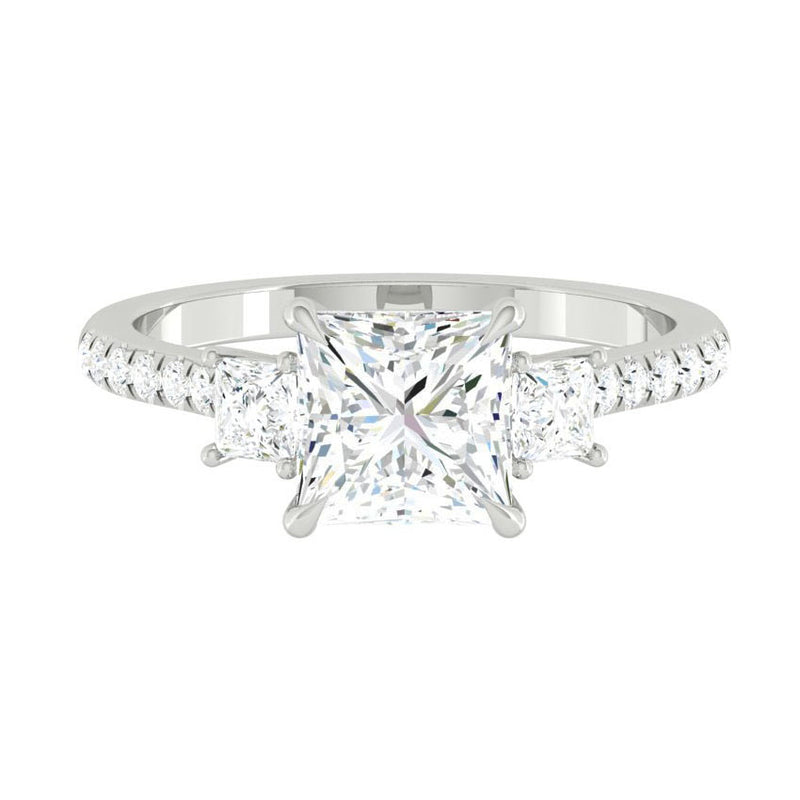 Sophia Pavé Princess Lab Diamond 1.32ct E VS1 Ex 14K White Gold