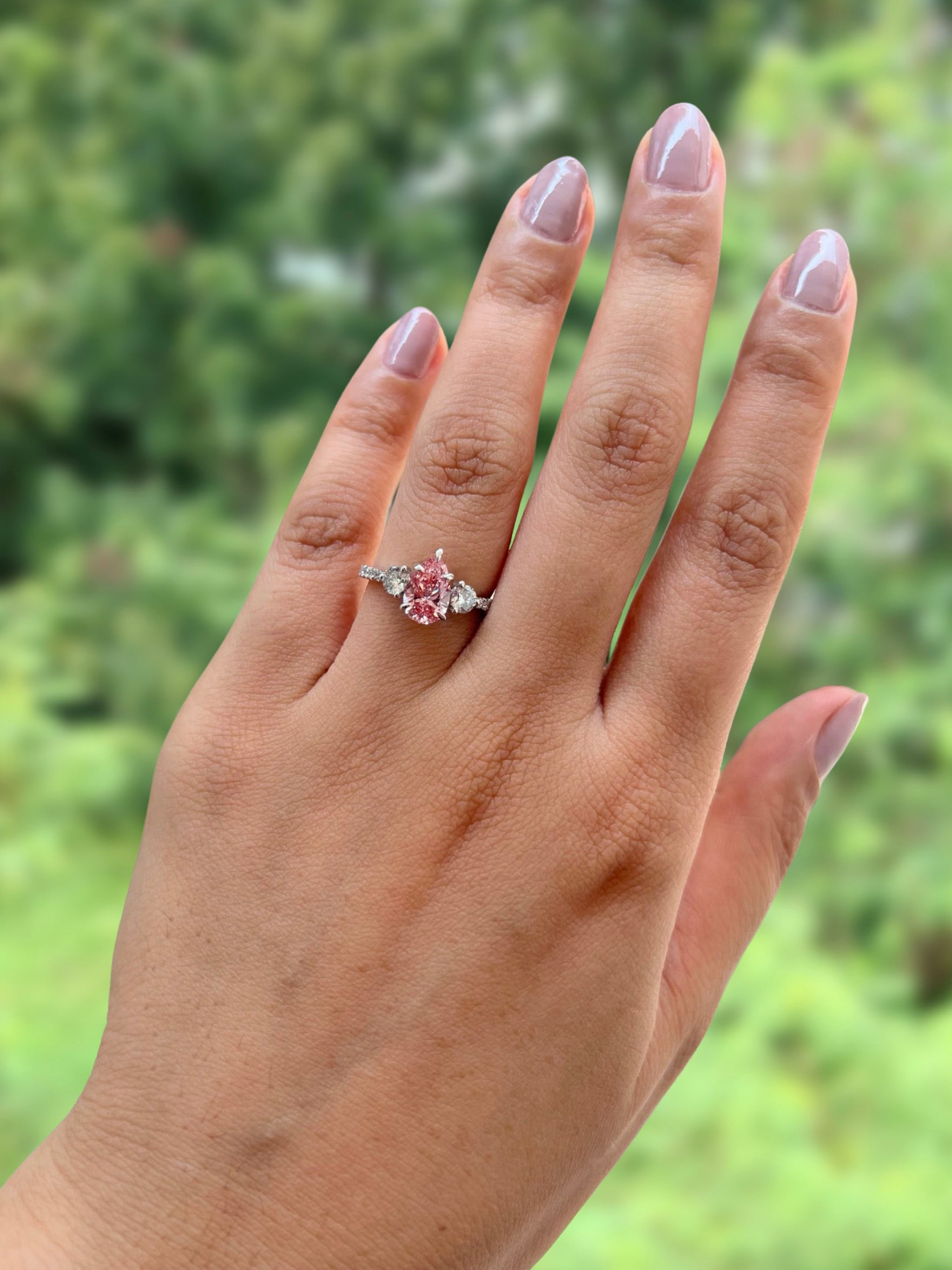 Siena Pavé Pear Rosé | Pink Lab Diamond Ring - Three Stone – Lucce
