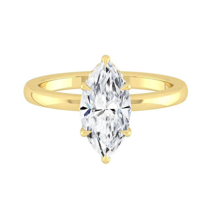 Madelyne Marquise Natural Diamond 0.50ct F VS1 Ex GIA 18K Yellow Gold/ Platinum