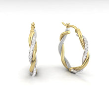 Load image into Gallery viewer, Fiore Hoop Earrings 0.30CTW Natural Diamond 14K White and Yellow Gold
