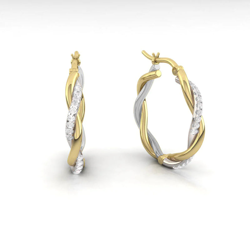 Fiore Hoop Earrings 0.30CTW Natural Diamond 14K White and Yellow Gold