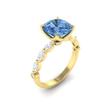 Load image into Gallery viewer, Paula Cushion Ocean Blue Diamond
