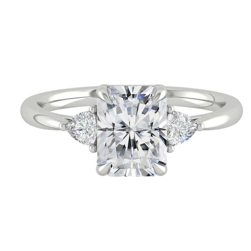 Carolis Radiant Three Stone Engagement Ring with Trillion Sides – Lucce