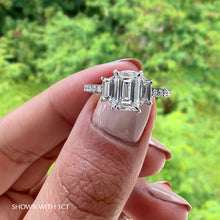 Load image into Gallery viewer, Where to buy Emerald Engagement ring wedding rings gold jewelry trilogy three stone lab diamond manila philippines
